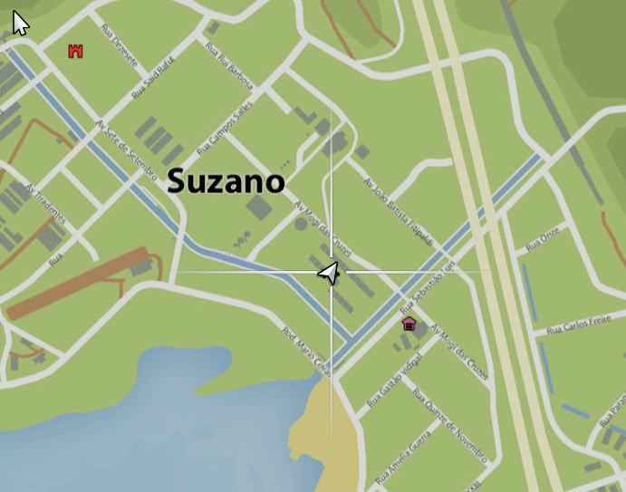 Mapa com a posição da fazenda em Suzano